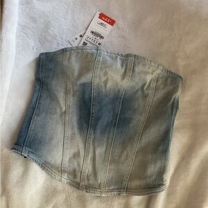 Zara Light Blue Denim Corset Top